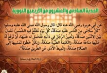 شرح حديث كل سلامى من الناس عليه صدقة وفوائده… الأربعين النووية 26