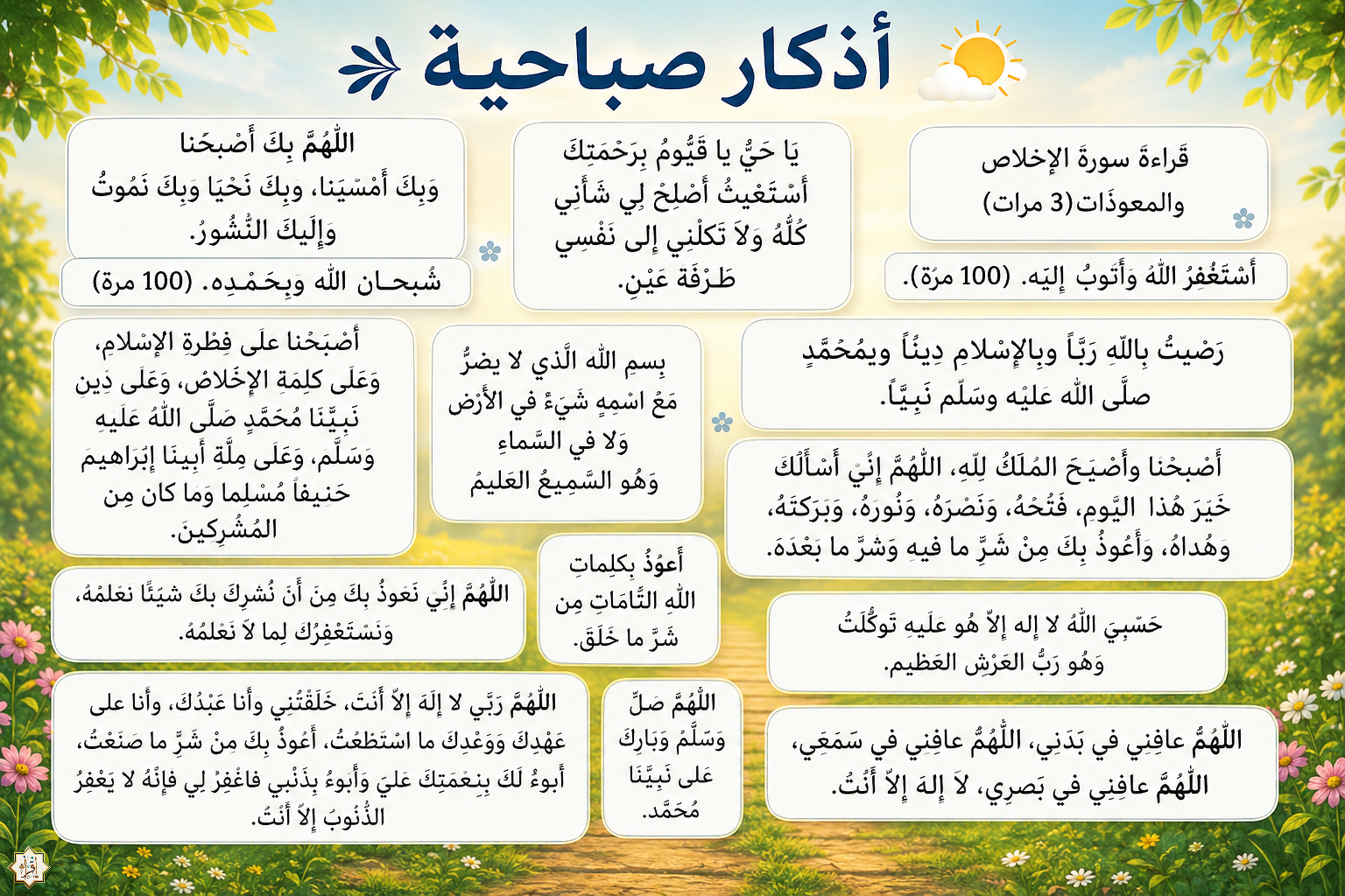 إليك أذكار صباحية صحيحة كما وردت عن النبي ﷺ إليك أذكار صباحية صحيحة كما وردت عن النبي ﷺ